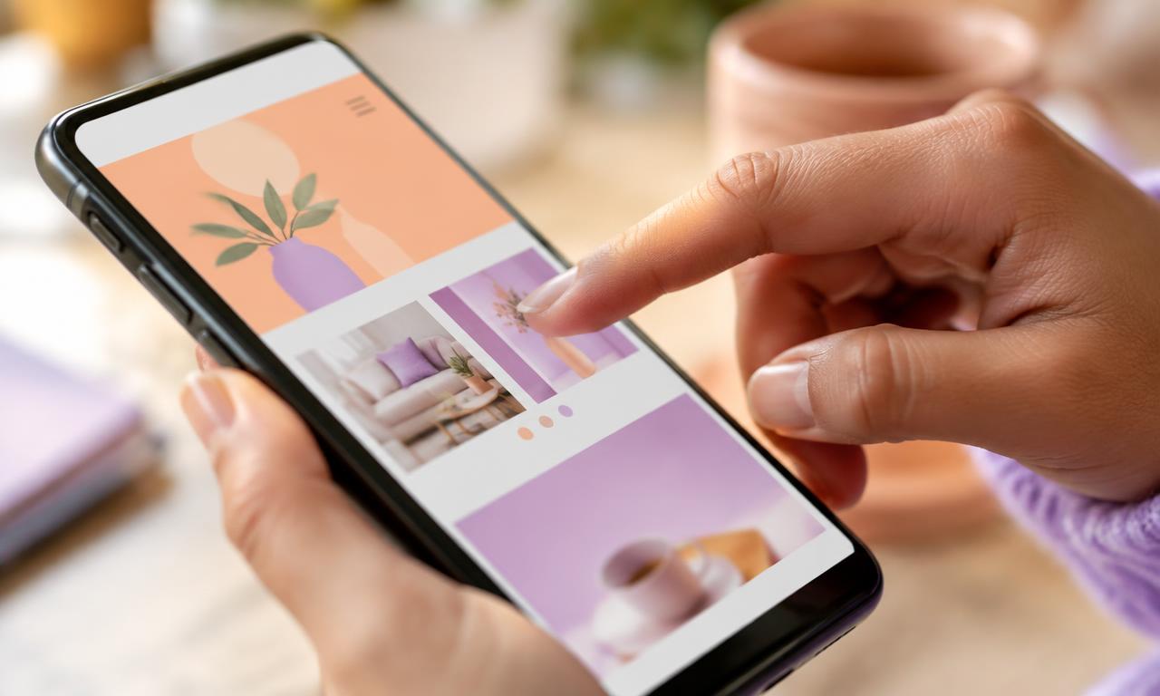 Doigt qui interagit avec une interface colorée sur smartphone